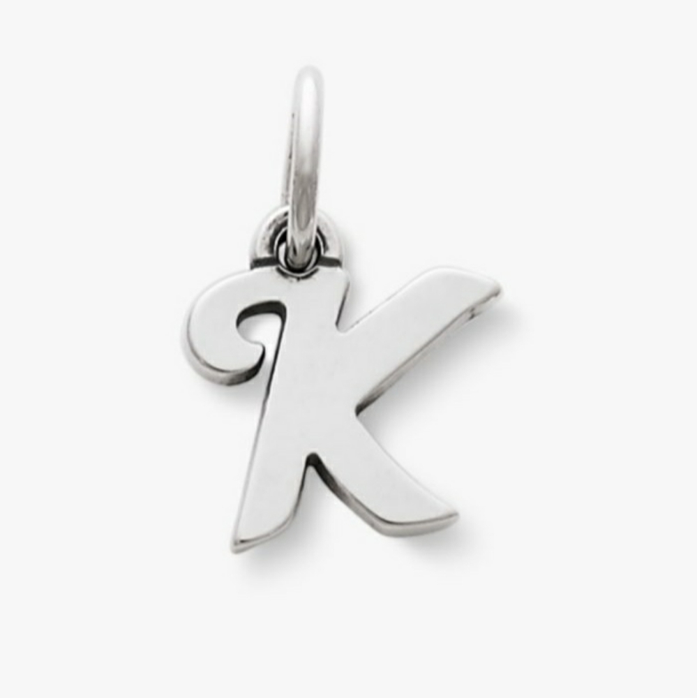Used James Avery "K" Initial Charm Sterling Silver Gem